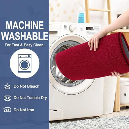 OLANLY Thick Memory Foam Small Bathroom Rug 24x16, Absorbent Bath Mat, Red