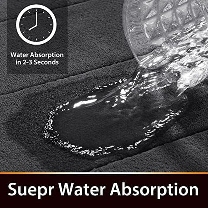 Yimobra Memory Foam Bath Mat, Super Soft Absorbent Bathroom Rug Non Slip, Quick Dry, Machine Washable Floor Carpet for Tub Shower, Home Decor Accessories, 24x17, Dark Gray