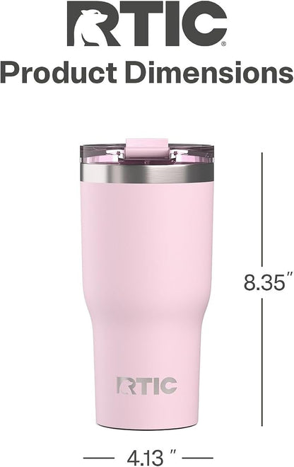 RTIC 30oz Essential Tumbler with Lid, Ceramic Lined, Insulated, Stainless Steel, Metal, Double Wall Vacuum-Insulation, Travel Cup for Iced Coffee, Tea, Hot and Cold Drink, Pale Pink