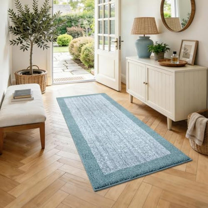 40x24 Bathroom Rugs Non Slip Washable, Soft Absorbent Bath Mat Dusty Blue