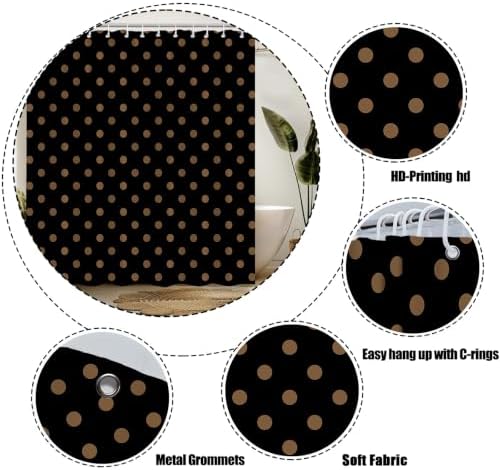 Polka Dot Shower Curtain Bathroom Decor with Hooks,70" Wx75 H