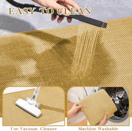 chakme Bathroom Rugs Mat 24x17, Ultra Thin Non Slip Bath Mat Small Quick Dry Absorbent Bath Mat for Bathroom Floor, (Yellow, 24"x17")