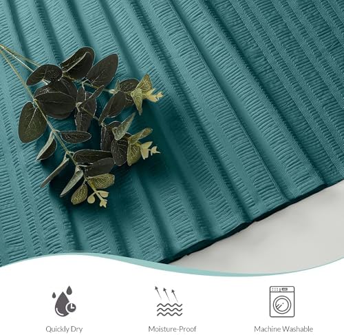 Aiyufeng Turquoise Shower Curtain for Bathroom, Embossed Textured Fabric Shower Curtain for Bathroom - Soft Cloth & Hotel Spa, Machine Washable, 36X72, Turquoise
