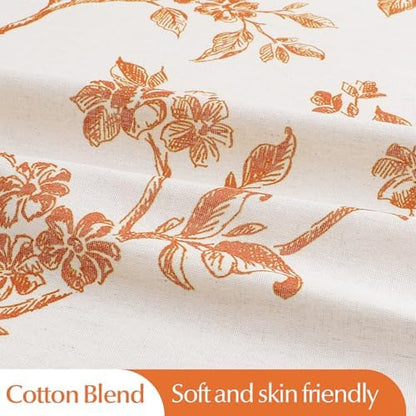 MitoVilla Orange Cotton Floral Shower Curtain for Bathroom, 72 x 72