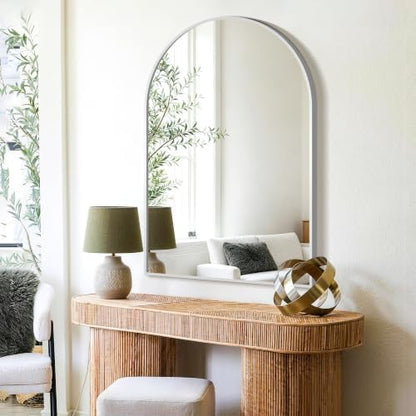 FICTOR 26" x 38" Arched Bathroom Vanity Mirror for Over Sink, Silver