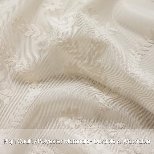 WAZZIO Vintage Lace Shower Curtain for Bathroom 72" W x 72" L, Victorian Farmhouse Floral Pattern Tassel Fancy Shower Curtain Boho Washable Cloth Decorative Bath Curtains,1 Panel