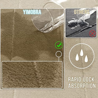 Yimobra Memory Foam Toilet Bath Mat U-Shaped, Soft and Comfortable, Super Water Absorption, Non-Slip, Thick, Machine Wash and Easier to Dry for Bathroom Commode Contour Rug, 24 X 20, Light Tan