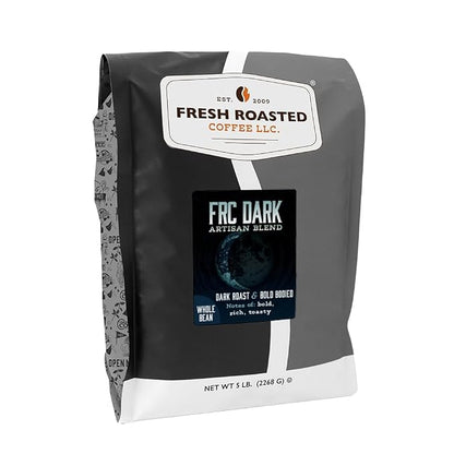Fresh Roasted Coffee, FRC Dark Roast Blend Whole Bean Coffee, Dark Roast, Kosher, 5 lb (80 oz)