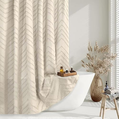 Beige Boho Fabric Shower Curtain 72 x 90 Inches