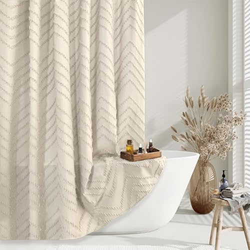 Beige Boho Fabric Shower Curtain 72 x 78 Inches