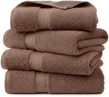 Superior Egyptian Cotton Plush & Absorbent, Bath Towel Set of 4, Chocolate