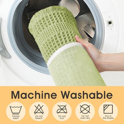 Extra Large Waffle Bath Mat Sage Green 6'x2'(72" x 24"), Boho Woven Modern Bath Mat Rugs, Absorbent Non Slip Bathroom Rugs, Soft Washable Bath Rugs with Tassels for Bathroom, Bedroom, Kitchen, Shower