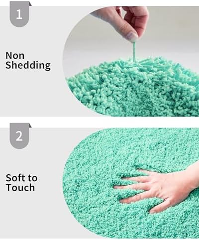 Disolla Mint Green Bathroom Rug 17x24 - Non-Slip Plush Small Bath Mat, Highly Absorbent & Ultra Soft Fluffy Floor Mat, Machine Washable for Shower and Tub