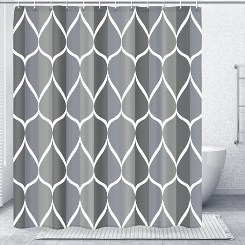 Gelbchu Geometric Shower Curtain for Bathroom, Gray Blue, 72x72 Inch