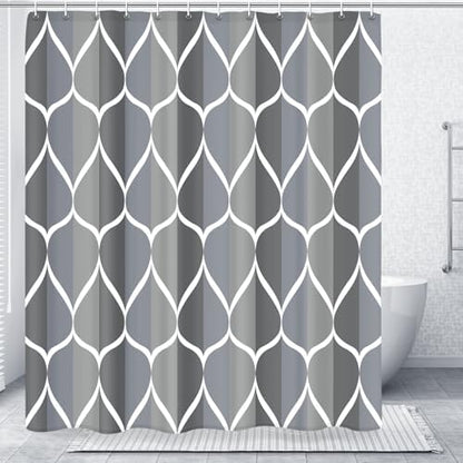 Gelbchu Geometric Shower Curtain for Bathroom, Gray Blue, 72x72 Inch