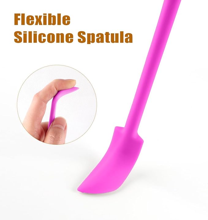 Silicone Spatula Set (6Pcs) - Mini Scraper Tool for Beauty & Food - Reach Every Last Drop, Multi-Size Spatulas for Makeup Jars, Lotion Bottles & Kitchen Containers (Pink)