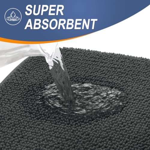 OLANLY Thick Memory Foam Bathroom Rugs 32x20, Absorbent Bath Mat, Dark Grey