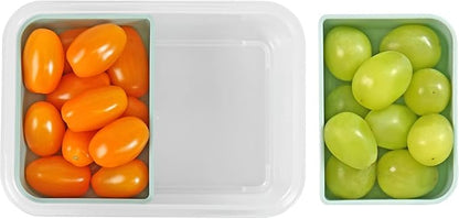 carrotez Food Storage Containers with 2 Removable Compartments, Snack Containers with Airtight Lids, Portion Control, BPA Free, Reusable, 2 Cup (480ml)