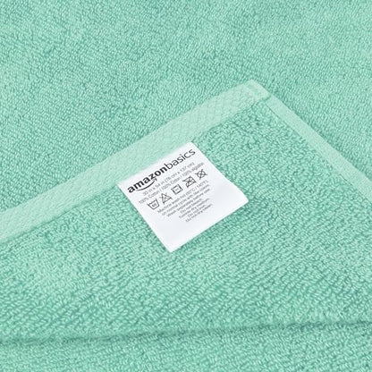 Amazon Basics 2-Pack Quick-Dry Lightweight Moisture Absorbing Bath Towel, 100% Cotton, 54" x 30", Seafoam Green