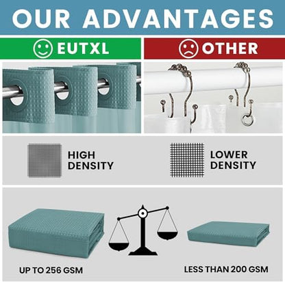 EUTXL Heavyweight No Hook Shower Curtain with Liner, Teal,71x86