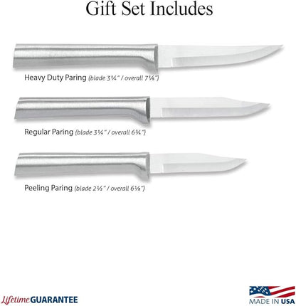Rada Cutlery Paring Knife Galore Gift Set (S01), 3-Piece Knife Set, Stainless Steel Blades, Sliver Handle