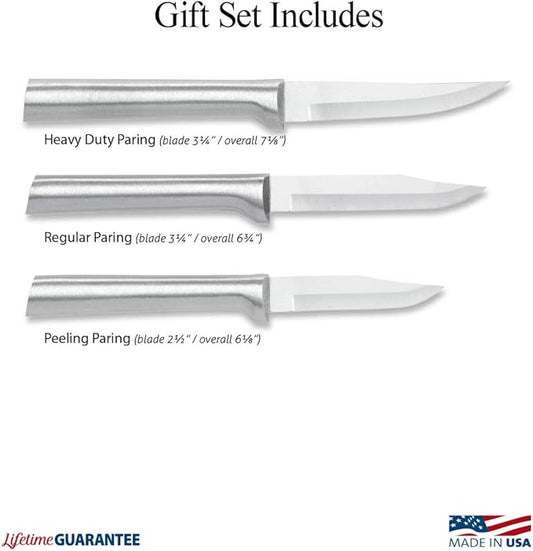Rada Cutlery Paring Knife Galore Gift Set (S01), 3-Piece Knife Set, Stainless Steel Blades, Sliver Handle