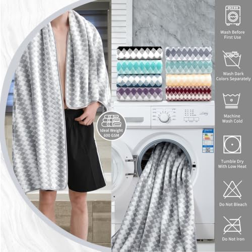 Bath Towel Set Gray 4Pack-35x70 Towel,600GSM Ultra Soft Microfibers Bathroom Towel Set Extra Large Plush Bath Sheet Towel,Highly Absorbent Quick Dry Oversized Towels Spa Hotel Luxury Shower Towels