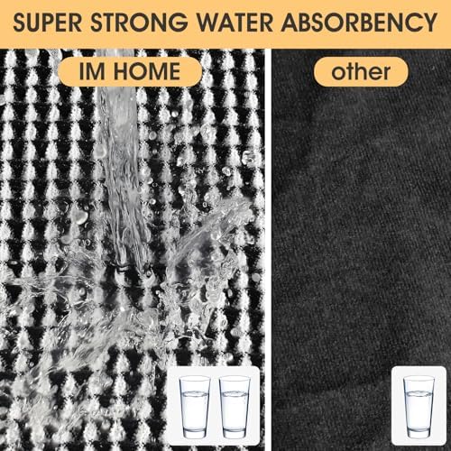 IM HOME Extra Large Waffle Bath Mat Black & Cream 6'x2'(72" x 24"), Boho Woven Modern Bath Mat Rugs, Absorbent Non Slip Bathroom Rugs, Soft Washable Bath Rugs with Tassels for Bathroom
