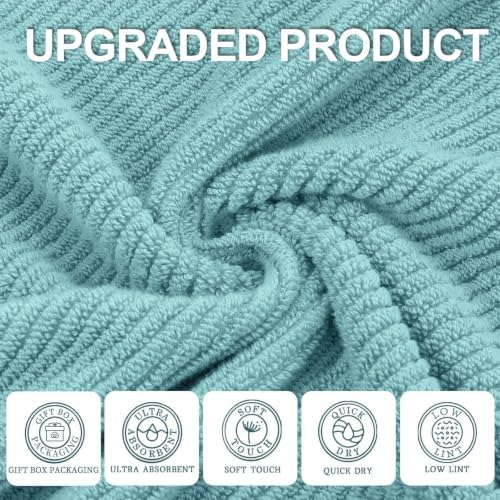 VOOVA & MOVAS Bath Towels 4PC, 100% Cotton, 30x56 in, Aqua Teal