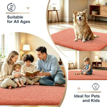 OLANLY Microfiber Small Bathroom Rugs 24x16, Soft Absorbent Bath Mat, Coral