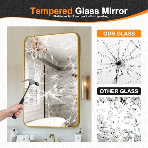 Delma Bathroom Vanity Mirror, Gold Framed Mirror for Over Sink, 40x28