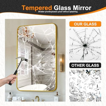 Delma Bathroom Vanity Mirror, Gold Framed Mirror for Over Sink, 40x28
