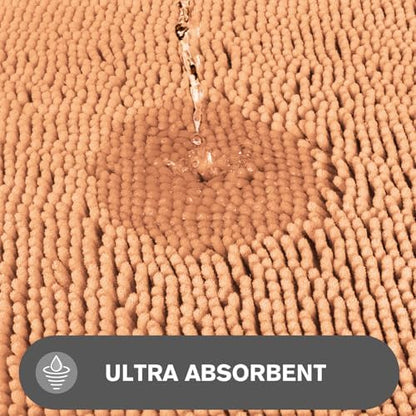 Peach Bathroom Rugs – Absorbent and Washable Bath Mat, Non-Slip, Thick Soft Chenille Bath Rugs for Bathroom Floor, Shower, Sink - 24" x 36"