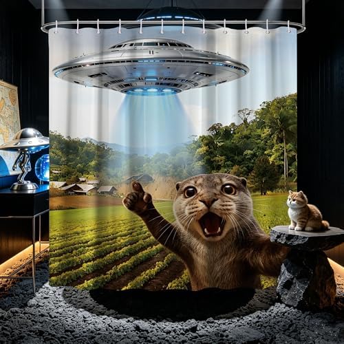 Extra Long 78 Inchs Shower Curtain Extra Tall Funny Otter XL Fun Teen Shower Curtains for Large Bathroom Decor Sets, Waterproof Cloth Fabric with Hooks, 70 x 78 Inch