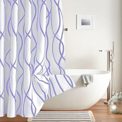 Fabric Modern Extra Long Shower Curtains for Bathroom-Lavender and White