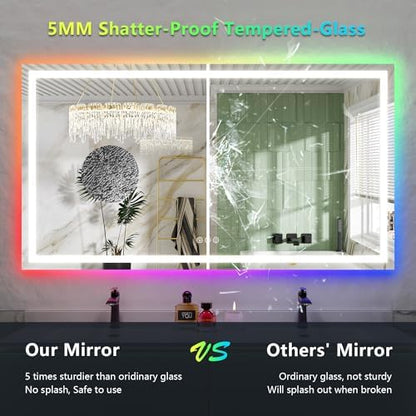 60x38 LED Bathroom Mirror with Lights, RGB Backlit Lighted Mirror