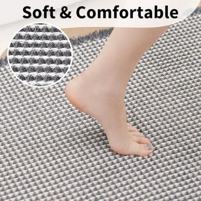 Waffle Bath Mat, Boho Bathroom Rugs Non Slip Washable, 24" x 48"