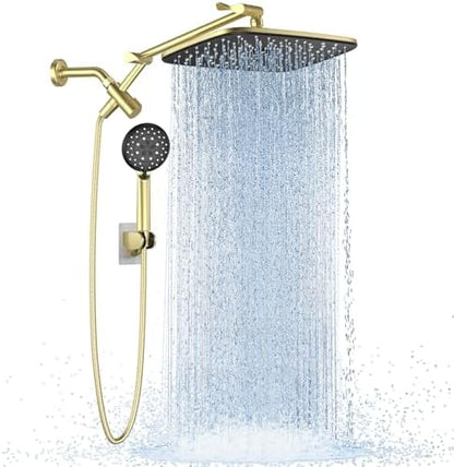 Veken Gold 11.8" High Pressure Shower Head with Handheld, Leak-Proof Design