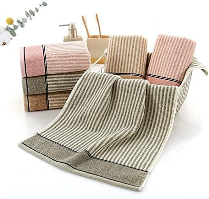 Pidada Hand Towels Set of 4 100% Cotton Striped Pattern Absorbent Soft Decorative Towel for Bathroom (Pink)