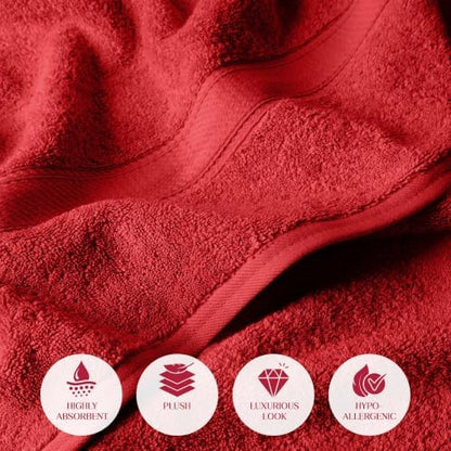 SUPERIOR Egyptian Cotton Ultra Plush & Absorbent, 3 Piece Set, Red