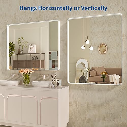 WEER White Bathroom Vanity Mirror 40x30 Inch