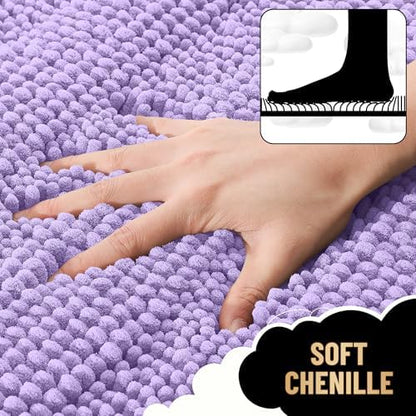 OLANLY Thick Bathroom Runner Rugs 47x17, Soft Chenille Bath Rugs, Lavender