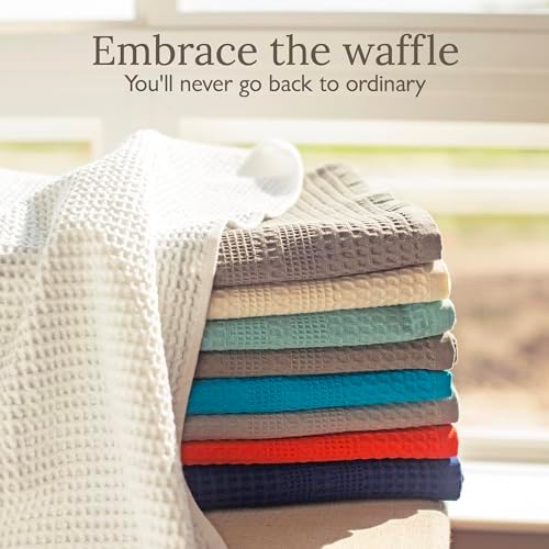 GILDEN TREE Waffle Towels Wash Cloths for Showering, Exfoliating Washcloth Face Towels, Quick Dry Towel Cotton Washcloths Set of 4, Classic Style (Stone Greige)