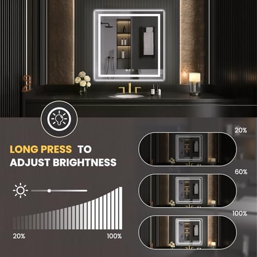 LOAAO 40"X40" LED Bathroom Mirror with Lights, UL Listed