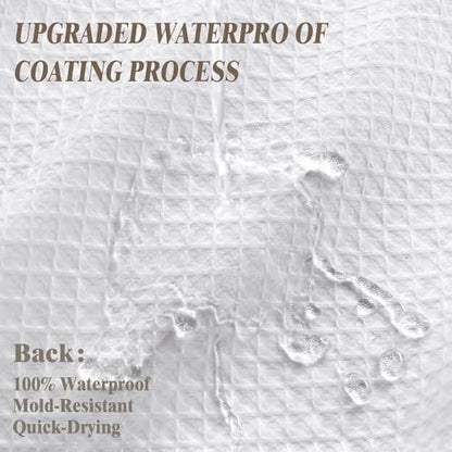 Waterproof Waffle Shower Curtain Heavyweight Cotton Fabric White 72Wx72L