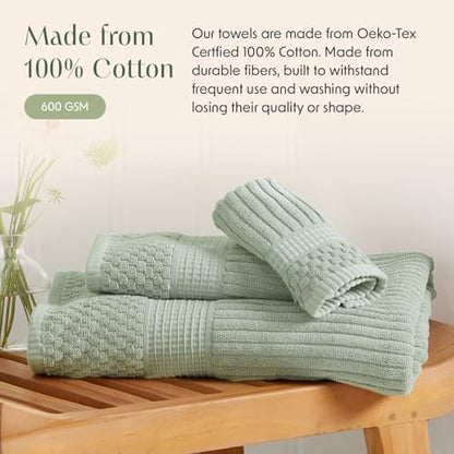 Springtree Home 100% Cotton Bath Towel Set | 6-Piece Set | Eucalyptus