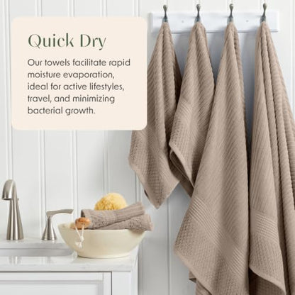 Springtree Home 100% Cotton Bath Towel Set | 4-Pack | Textured | Brown