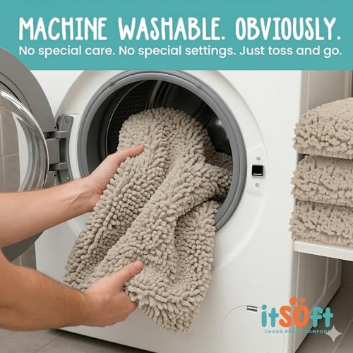 Runner Chenille Bath Mats 71"x21", Plush Absorbent Quick Dry, Soft & Machine Washable, Non Slip Carpet for Bathroom, Thick Bathroom Rugs, Shower Restroom Rug Mat, Alfombras De Bano, Bathrugs