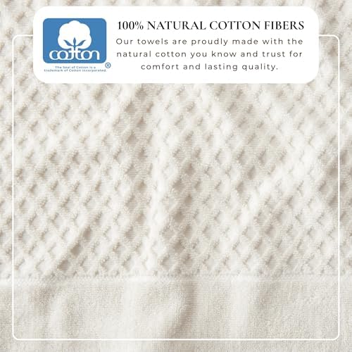 Great Bay Home Bath Towels - 100% Cotton 4 Pack 54x27 Bath Towel Set - Absorbent, Durable, Quick-Dry Towels for Bathroom (Ivory)