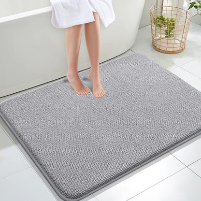 OLANLY Thick Memory Foam Large Bathroom Rug 40x32, Absorbent Bath Mat, Grey